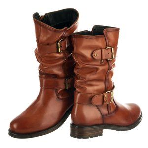 Eric Michael Noelle Slouch Motorcycle Boots - Cognac 42